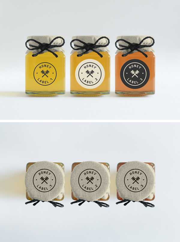 Mockups de objetos botes de miel enfoquegaussiano