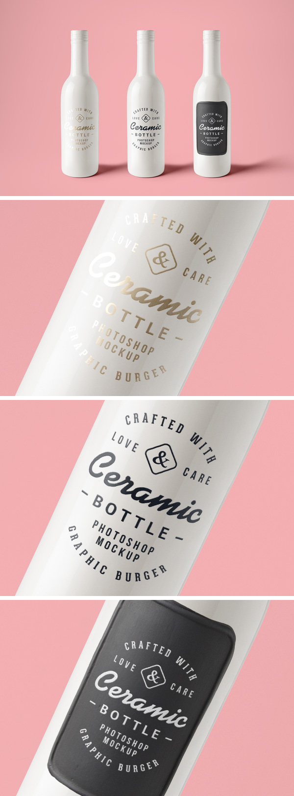 Mockups de objetos botella cerámica enfoquegaussiano