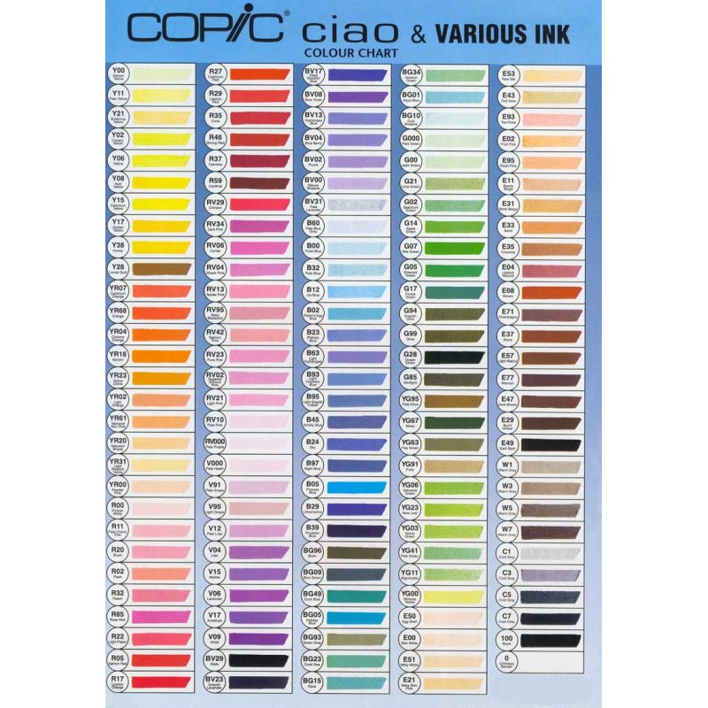 La carta de colores de Copic ciao 5