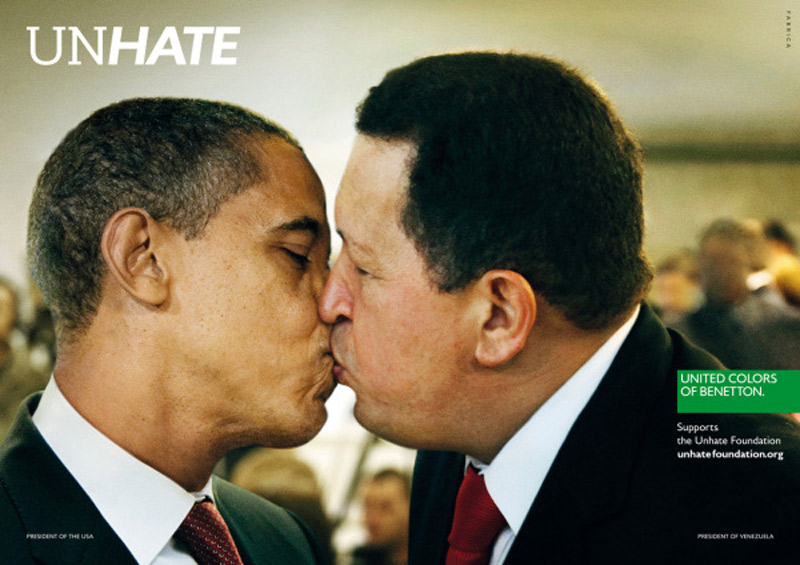 Obama y Chaves hacían buenas migas en la campaña unhate de Benetton unhate_Benneton1
