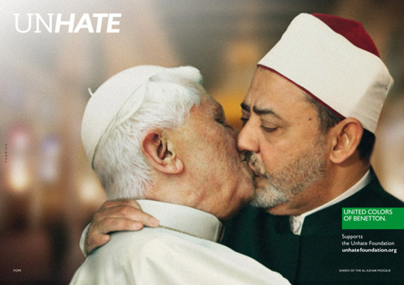 Campaña unhate Benetton: el Papa católico y un imán musulmán unhate_Benneton2