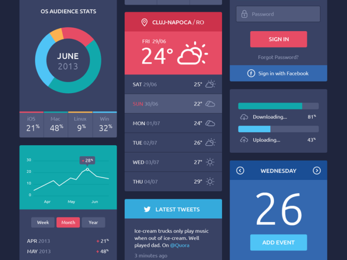 flat ui components dribbble freebie kits de ui