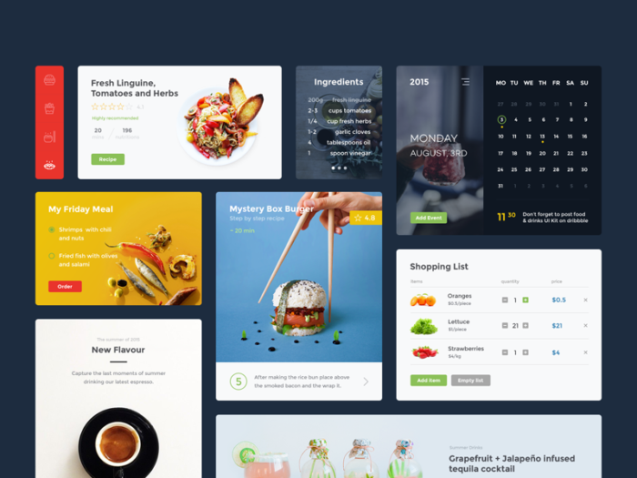 food and drink kits de ui dribbble freebie