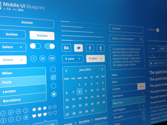 Mobile UI Blueprint kits de ui dribbble freebie