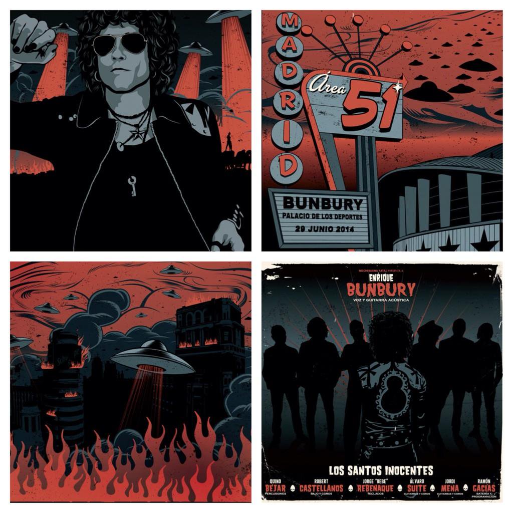 Diseño de portada del disco Madrid, Área 51. Bunbury. Álvaro P-ff