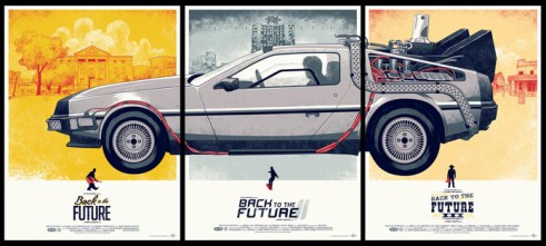 Un DeLorean en tres carteles, por Phantom City Creative BTTF