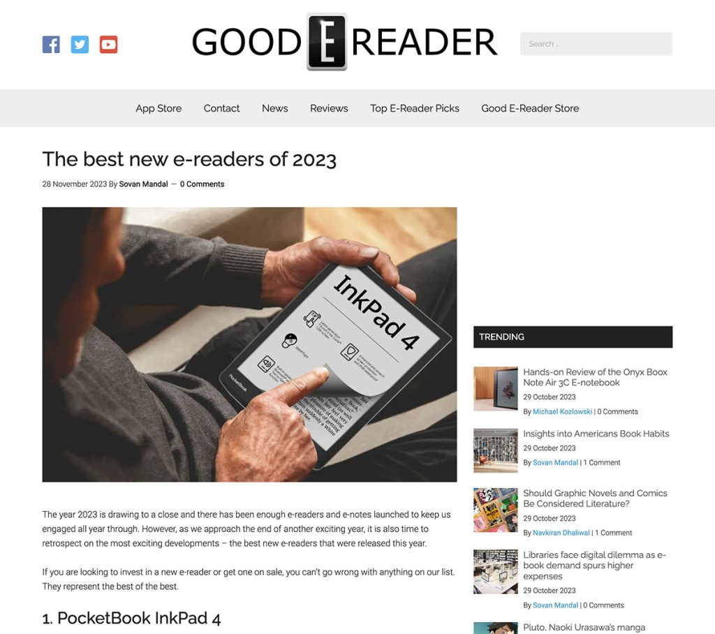 Captura del blog Good Ereader