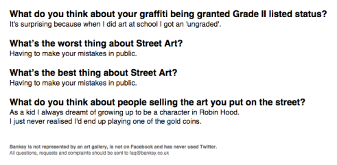 ¿Quieres contactar con Banksy? Sólo por e-mail. No Facebook, No Twitter Captura de pantalla 2015-06-18 a la(s) 14.02.15