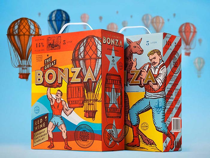 Packaging vino original creativo Great Bonza wine