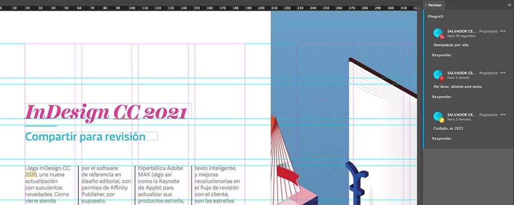 InDesign, herramienta compartir para revisión.