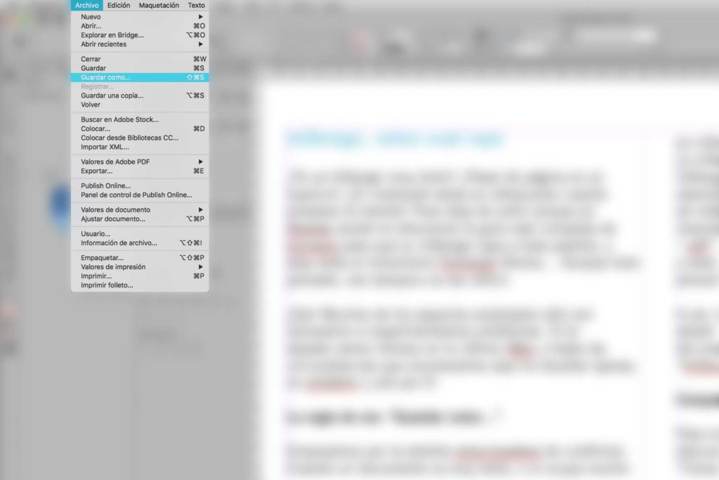 InDesign guardar como.