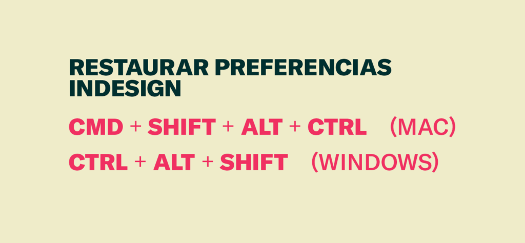 Restaurar preferencias InDesign