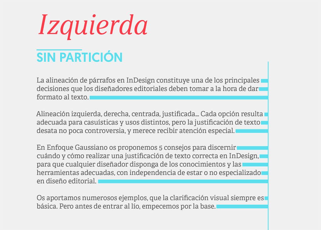 alineación izquierda sin partición.