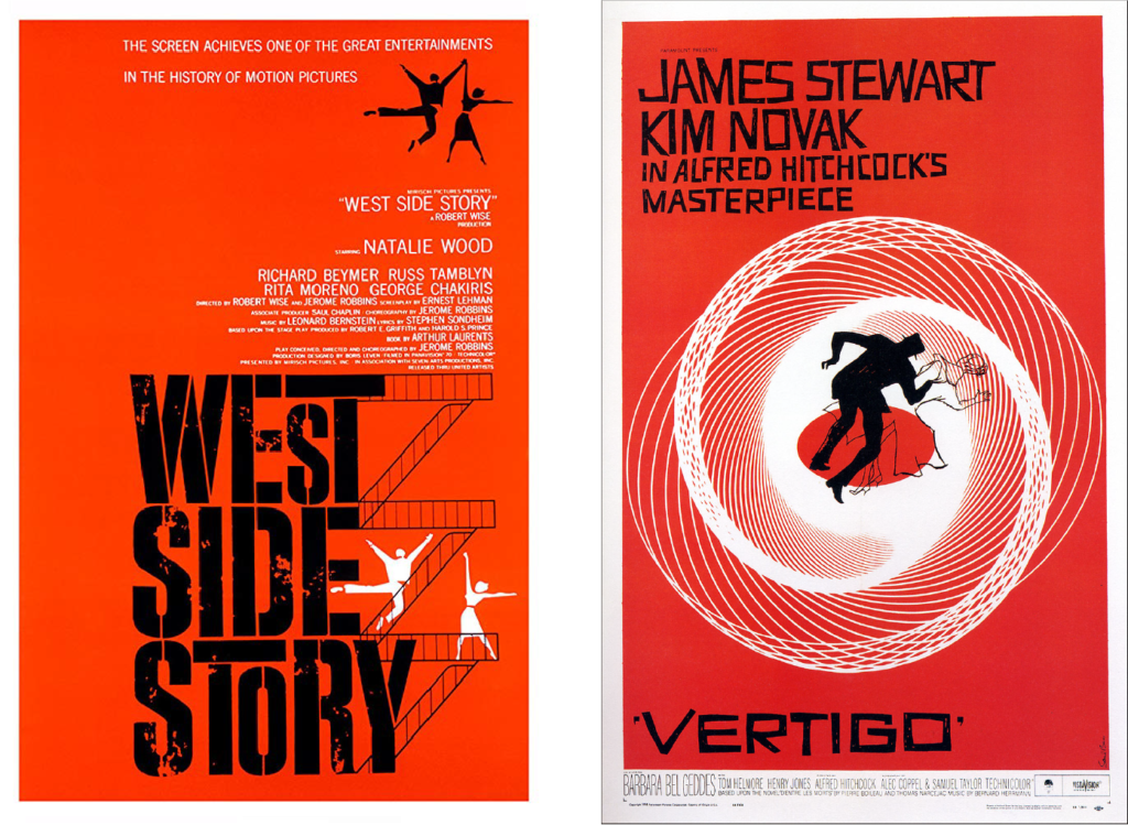 Carteles de Saul Bass. Diseños de color rojo pasión