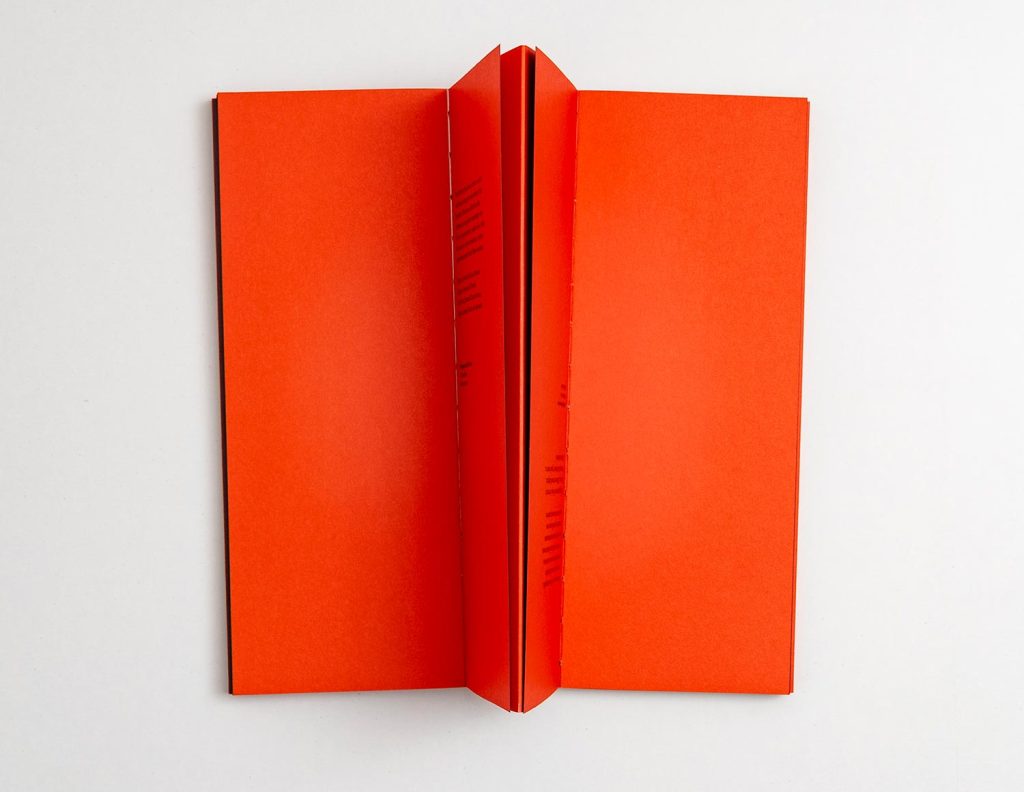 The book cover lomo con encuadernación a base de plegados.