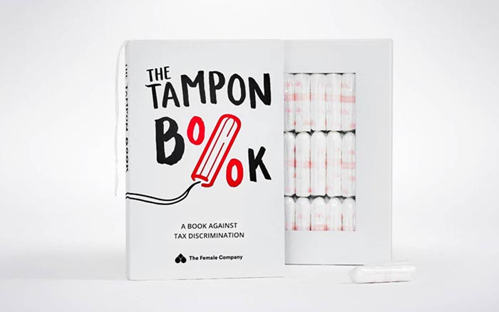 Packaging creativo de tampones The Tampon Book The Female Company 01