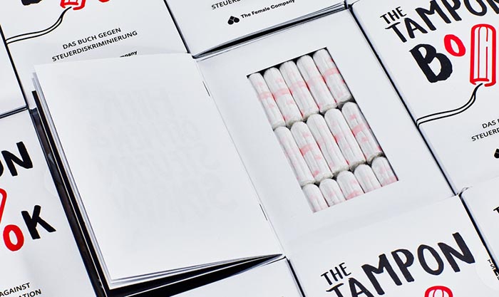 Packaging creativo de tampones The Tampon Book The Female Company 01
