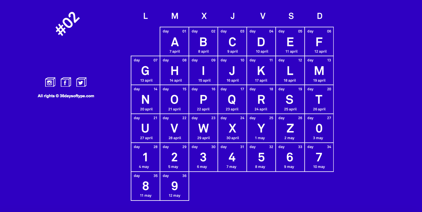 calendario 36 days of type calendario
