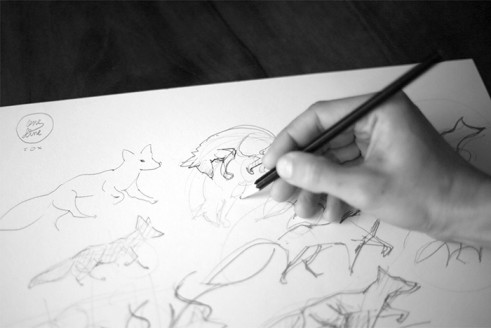 Differantly inspiración minimalismo diseño gráfico one-line boceto