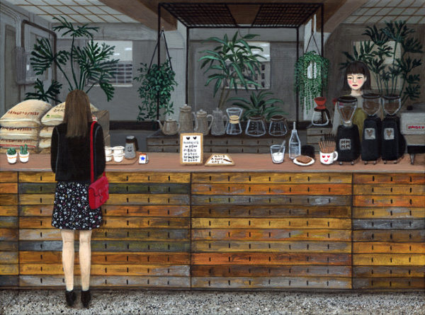 Cafetería, pintura de Moon Paige