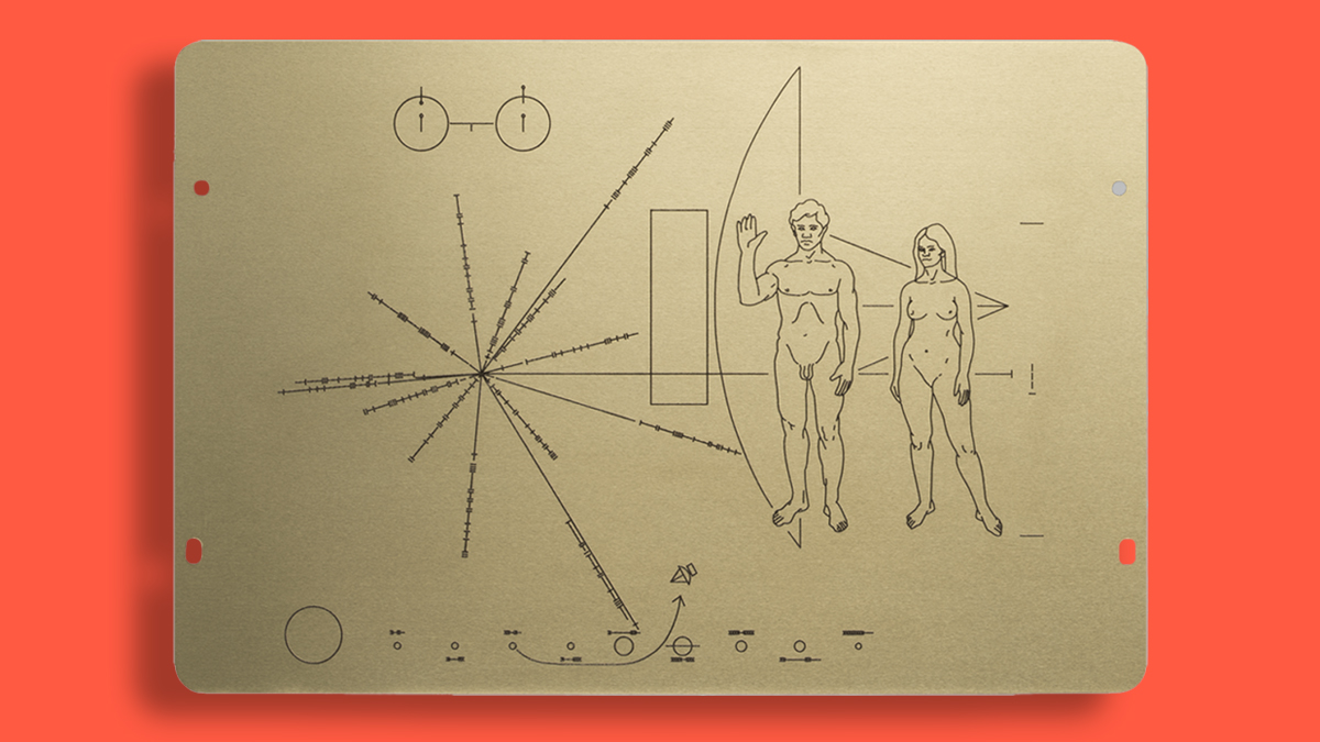 El mensaje infográfico de la placa Pioneer 10.