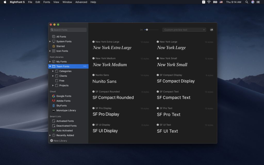Gestor de fuentes RightFont