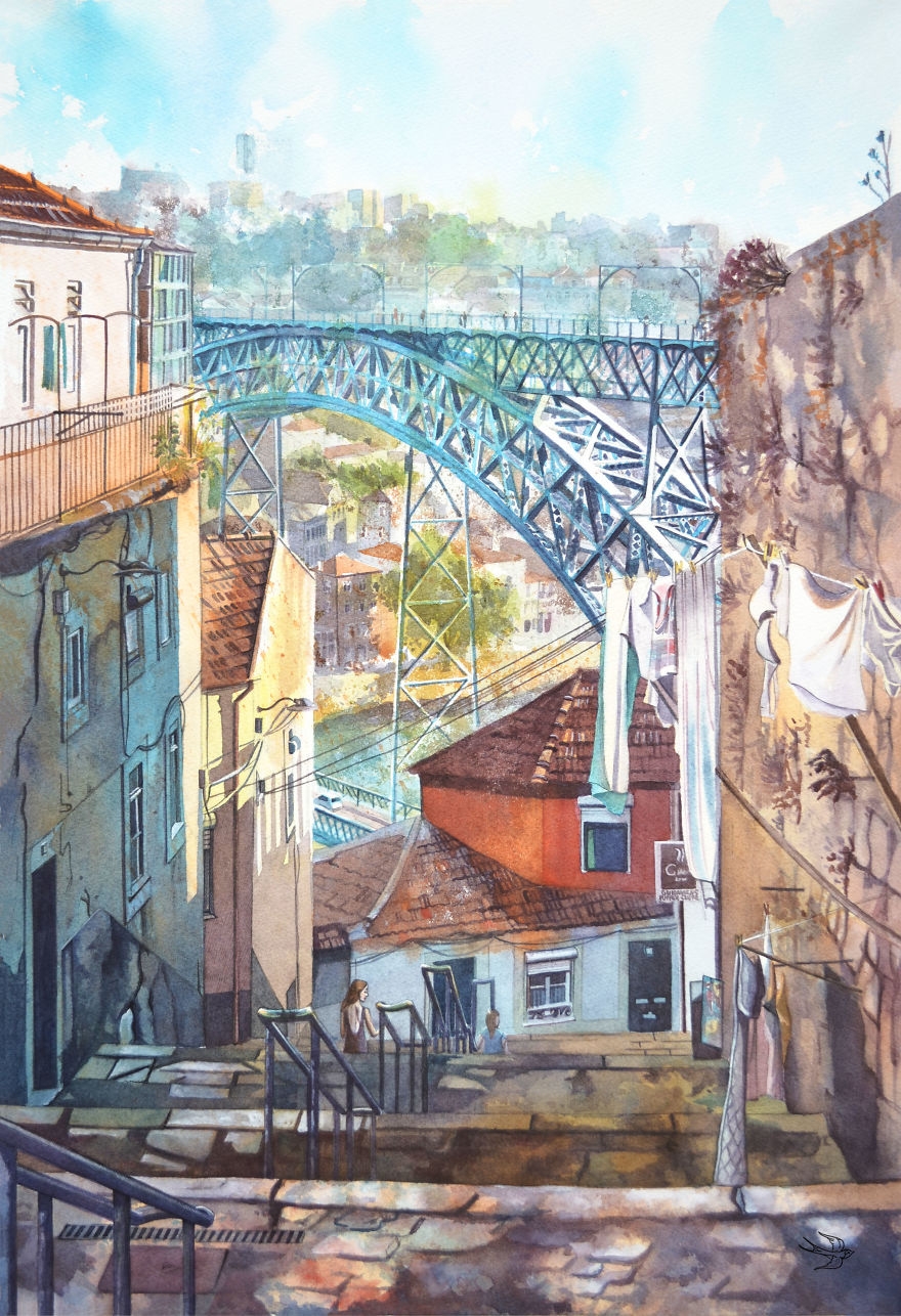 Lisboa en acuarelas de Viví Watercolours