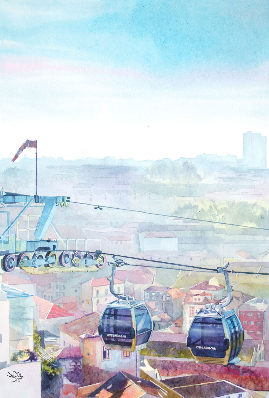 Vista de Lisboa en acuarelas de Viví Watercolours